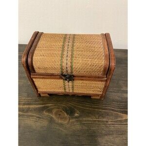 Vintage Rattan and Bamboo Storage Box